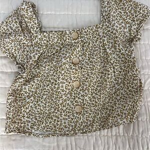 Rylee + Cru Olive and Cream Floral Top